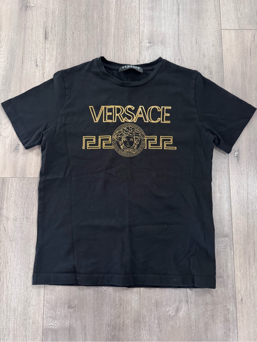 Versace Black and Gold Medusa Logo Short Sleeve Tee